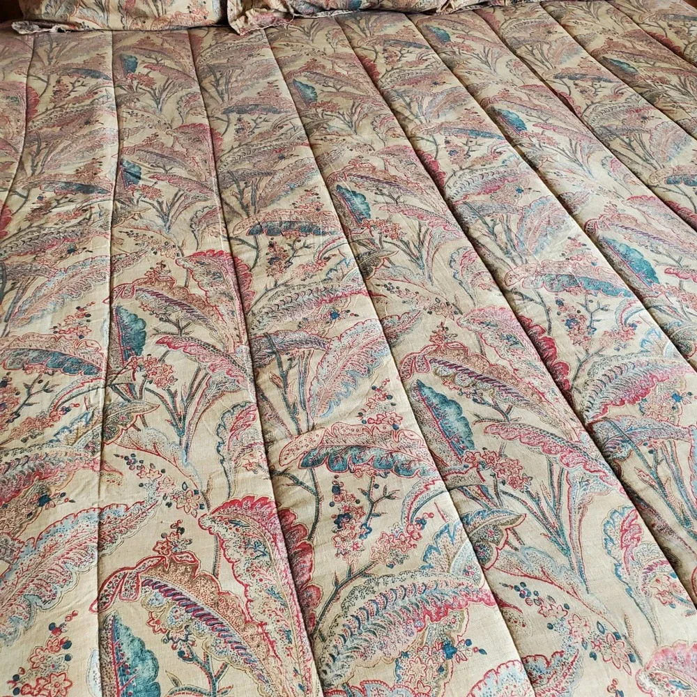 Ralph Lauren Coco Palm Leaf King sz Comforter & 3 Euro Shams *no pillows* Cotton